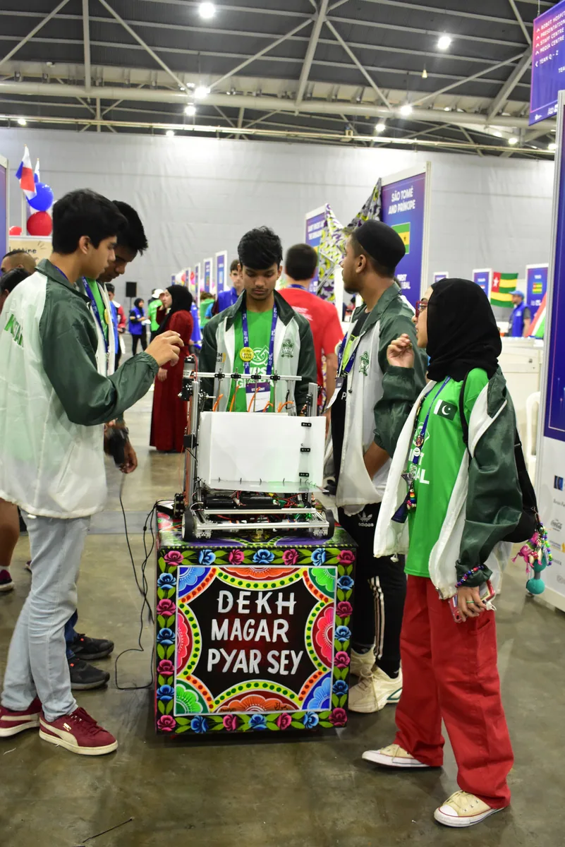 Team Pakistan working on its competition robot