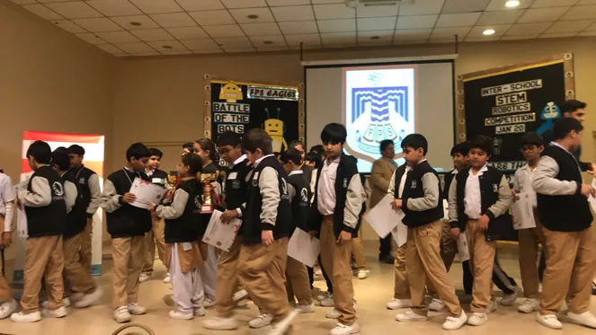 Students participating in a collaborative school STEM event